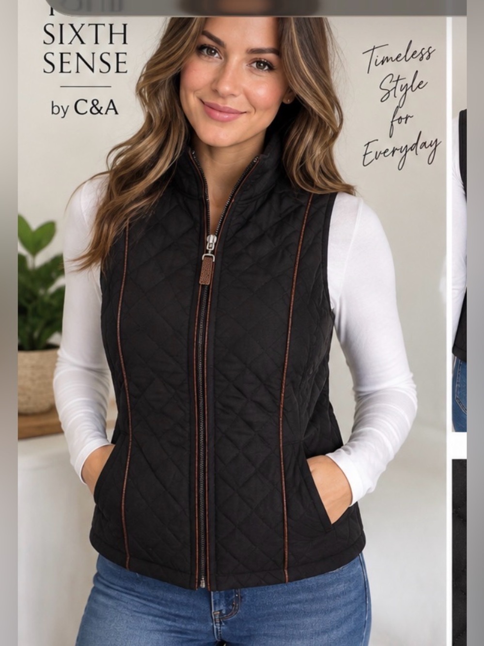 20” ptp Size Medium quilted vest, Your Sixth Sense finest quality by C&A.